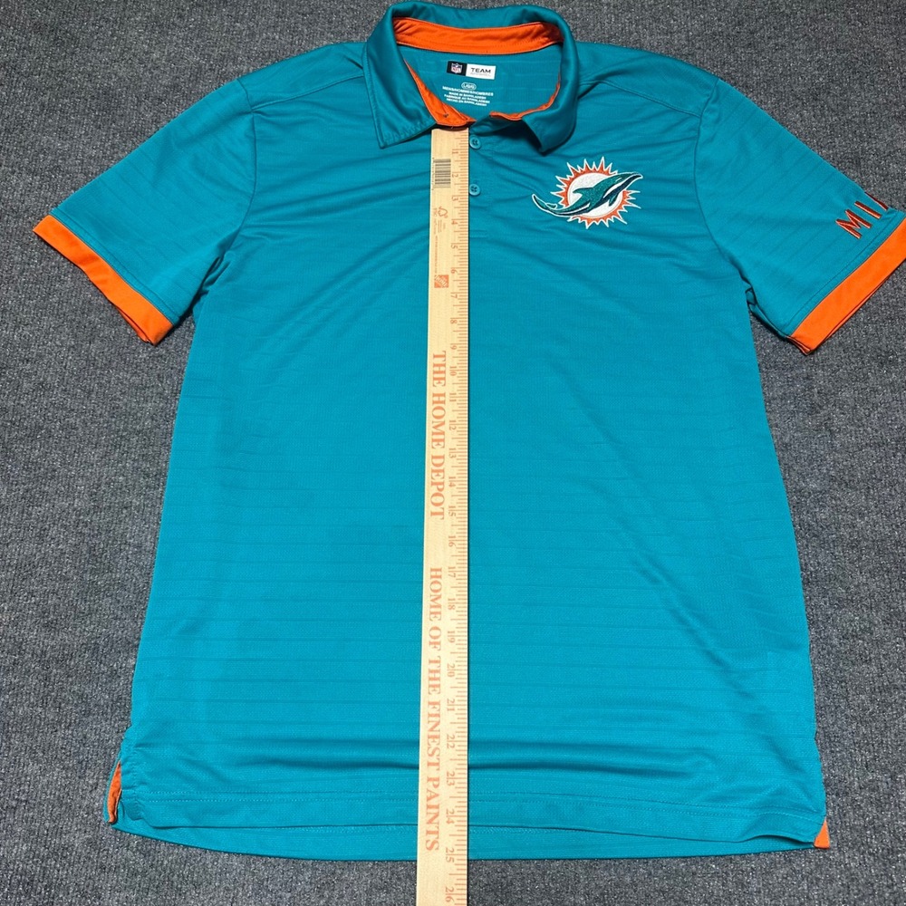 NFL Team Apparel Miami Dolphins Polo Shirt Mens Large Aqua Teal Orange Golf L - Picture 6 of 6